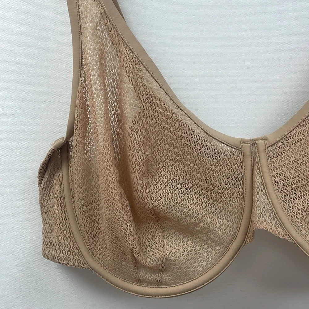 ThirdLove Unlined Modern Mesh Scoop Bra Neutral Beige 44C - Picture 4 of 7
